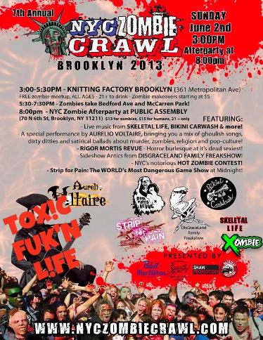 TOXICLIFE PERFORMING ACOUSTIC SET @KNITTING FACTORY NYC ZOMBIE CRAWL EVENT JUNE 2ND 3PM ALL AGES!